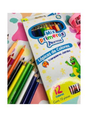 Colores Norma gigantes Triangulares x12und + Sacapunta