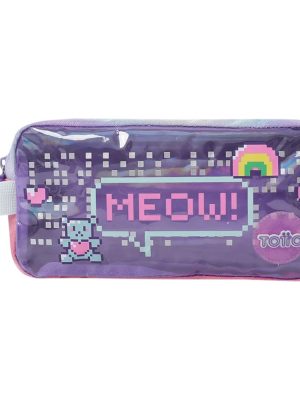 Cartuchera Escolar Grande para Niña 2 Cuerpos Andy Cat Morada 5QF