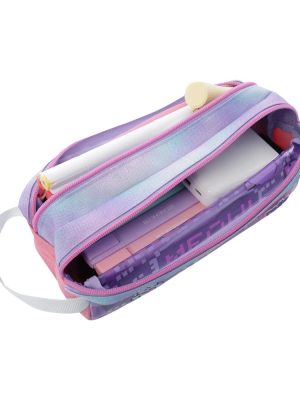 Cartuchera Escolar Grande para Niña 2 Cuerpos Andy Cat Morada 5QF